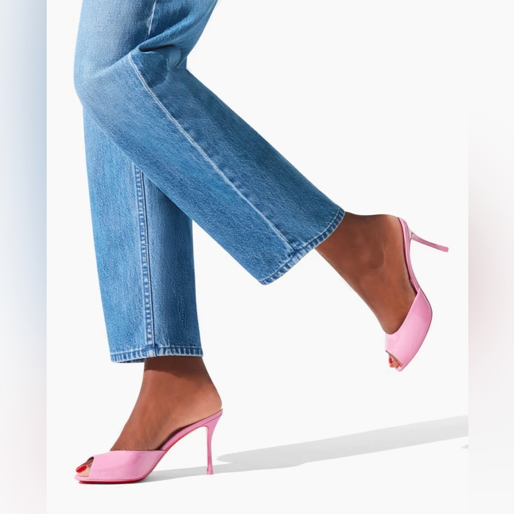 💕New Christian Louboutin Me Dolly 85 Patent Leather Mules Gummy 38 8💕